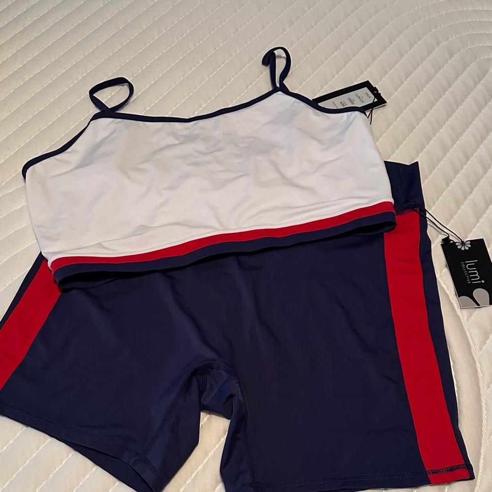 Lumi Collective White and Navy Athletic Set